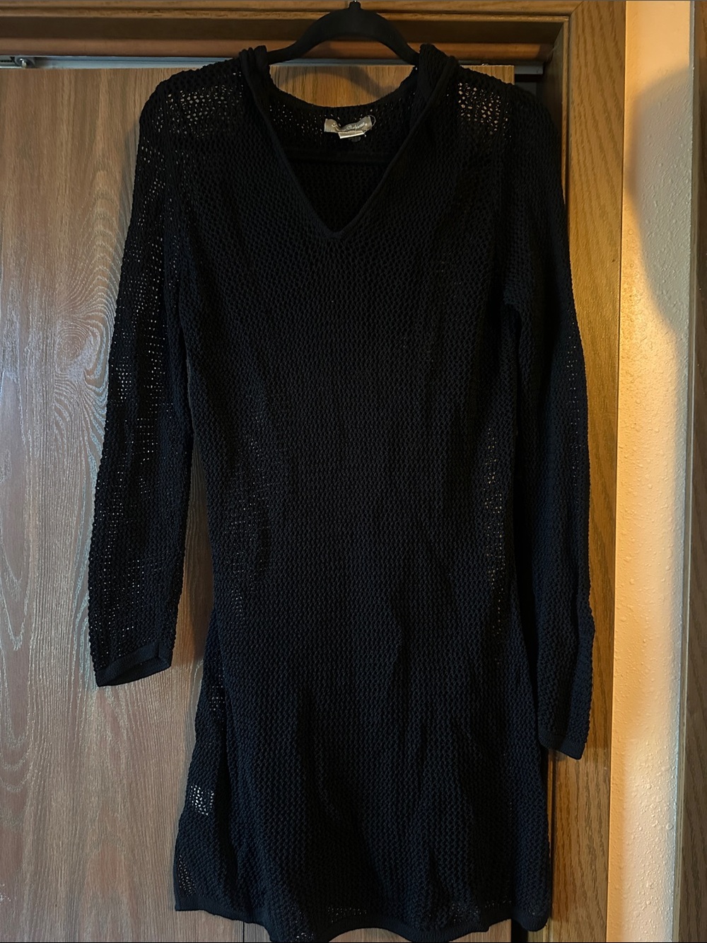 Tommy Bahama Black V-Neck Knit Long-Sleeve Swim Cover Dress size large